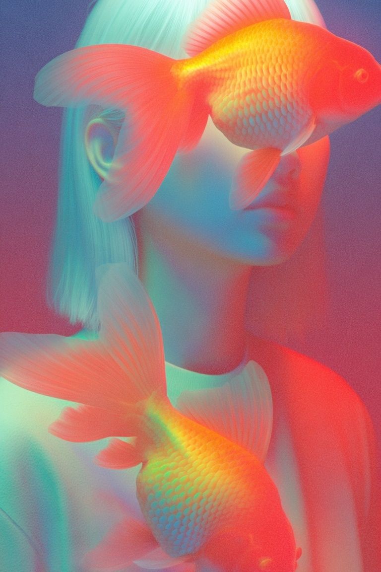 Surreal Goldfish Portrait Poster. poster — illustration art