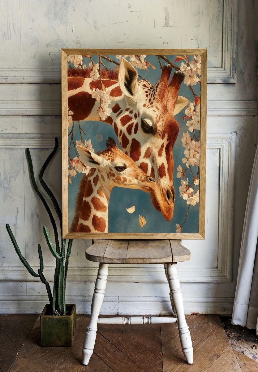 Giraffe Family — Nature Print. — room view 1