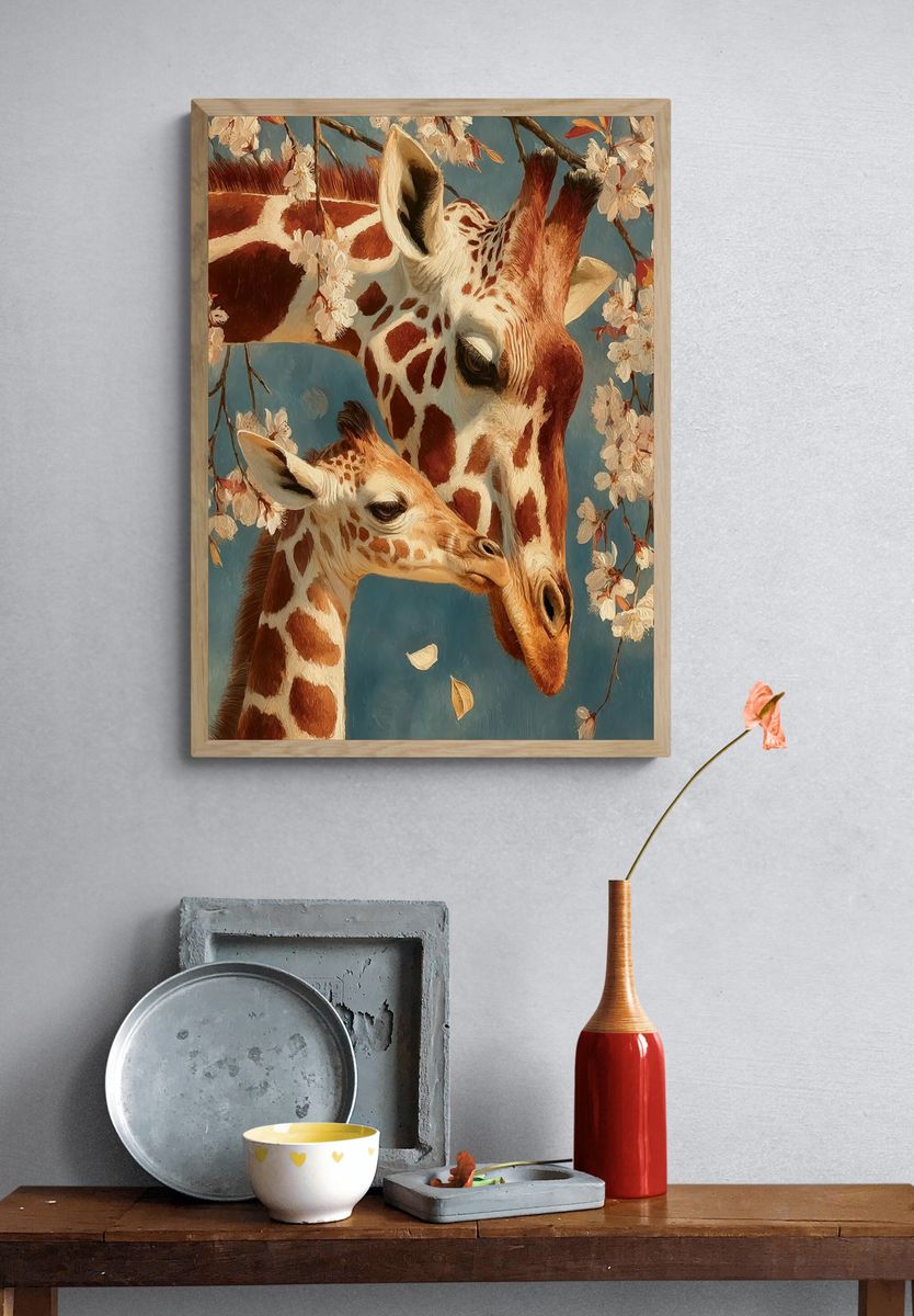 Giraffe Family — Nature Print. — room view 3