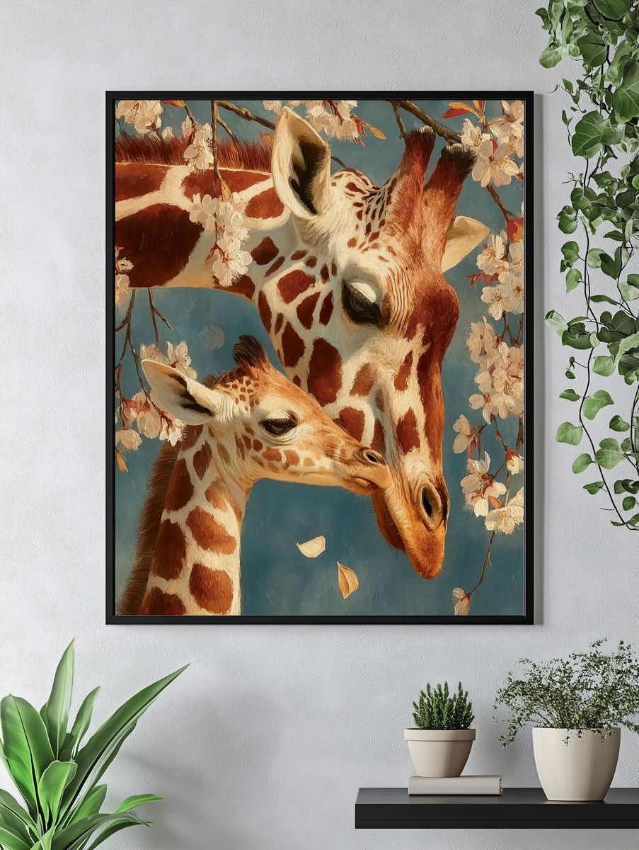 Giraffe Family — Nature Print. — room view 4