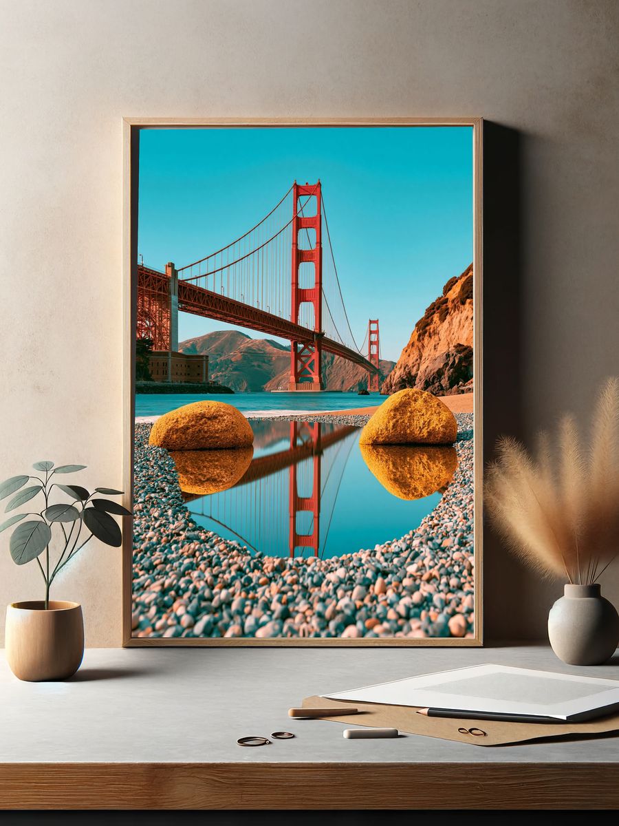Golden Gate Bridge Landscape Poster. — room view 2