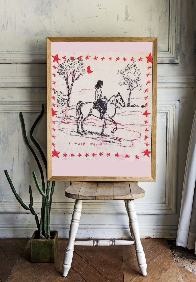 Girl on Horse — Illustration Print. — room view 1