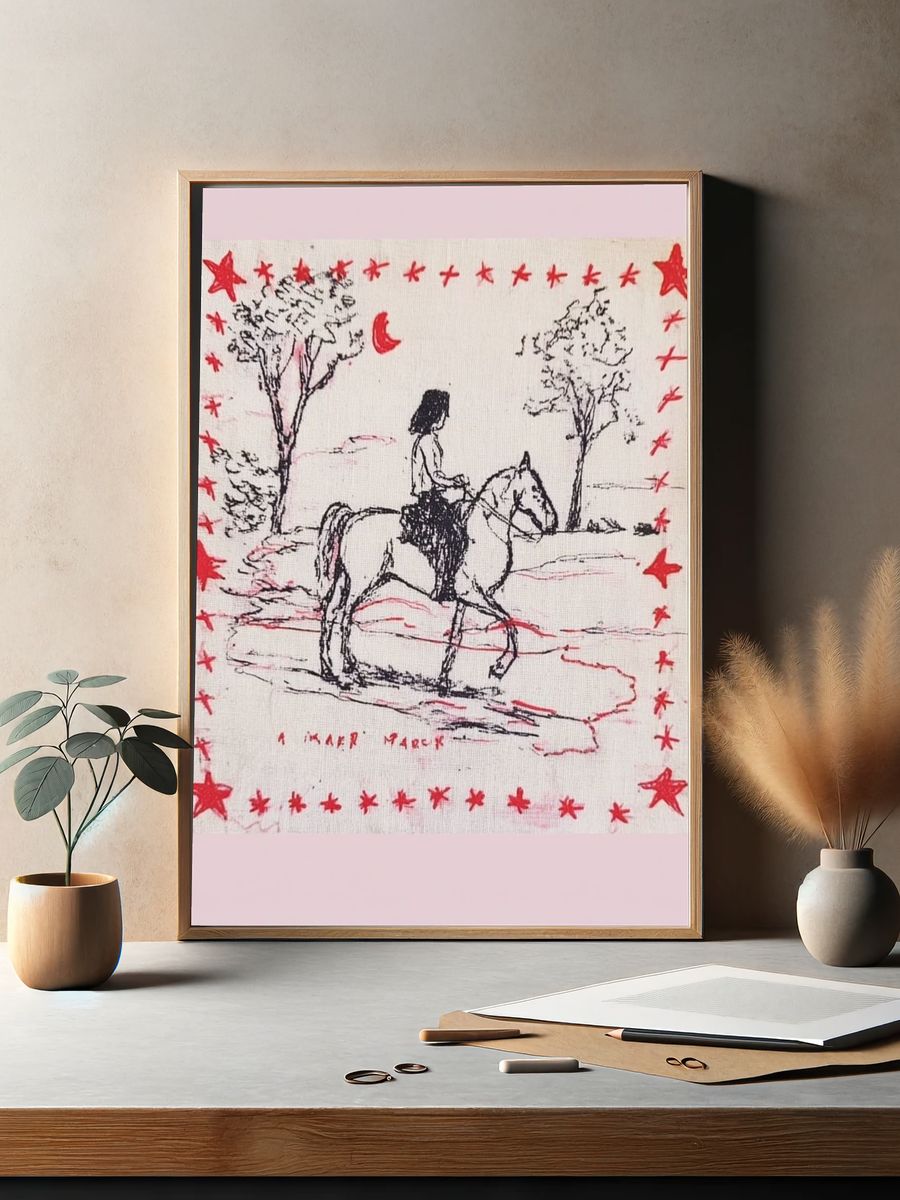 Girl on Horse — Illustration Print. — room view 2
