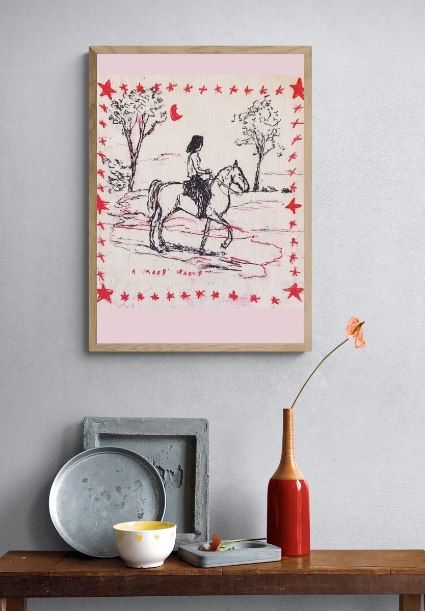 Girl on Horse — Illustration Print. — room view 3