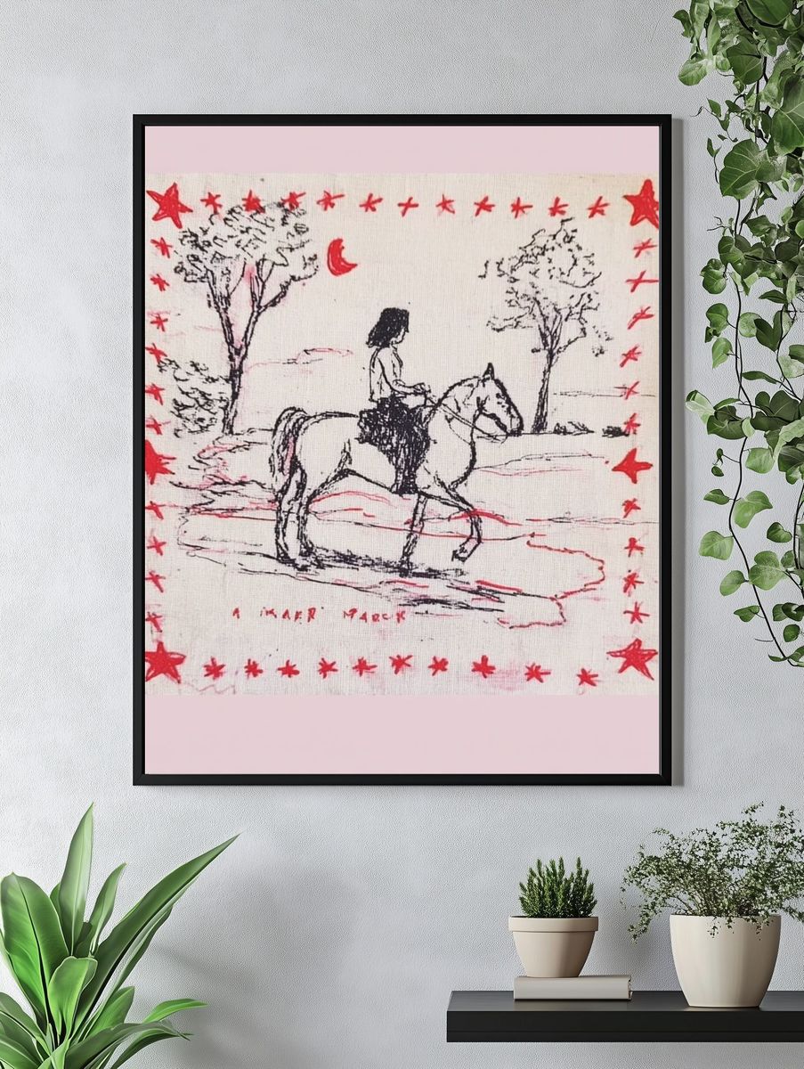 Girl on Horse — Illustration Print. — room view 4