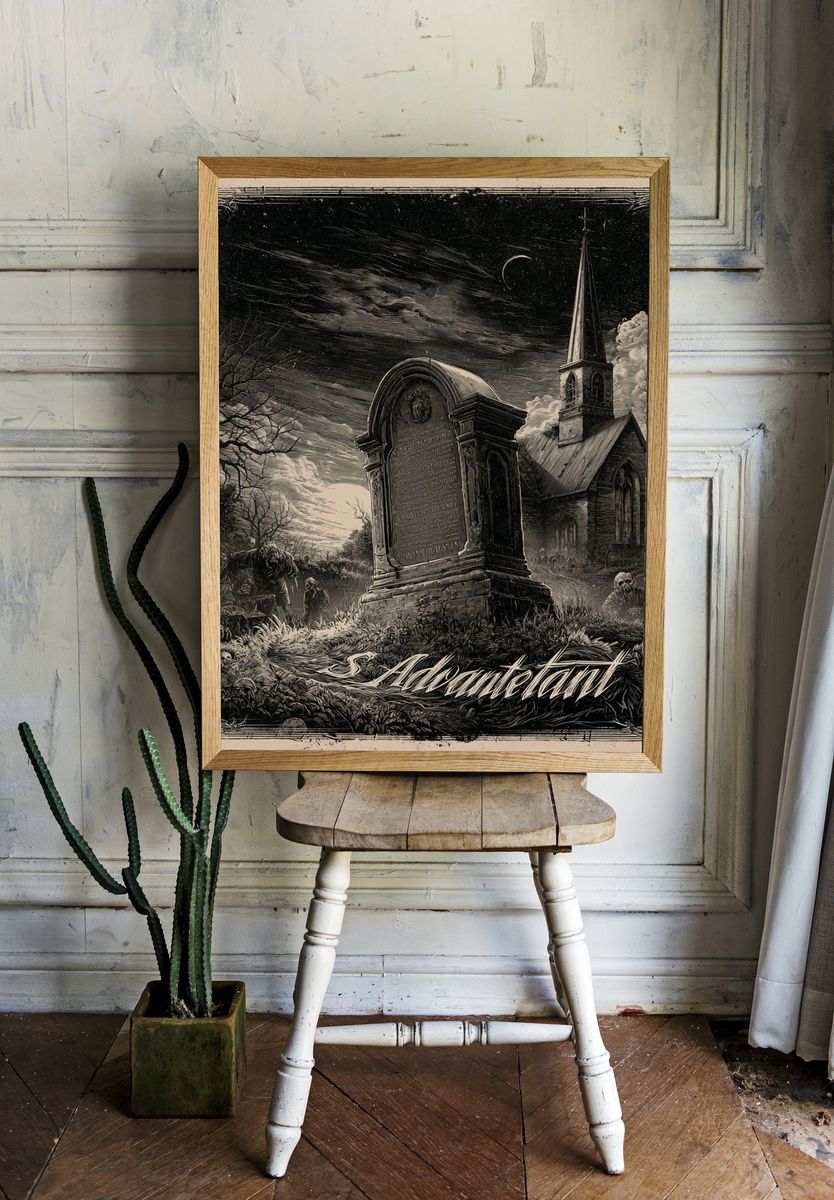 Haunted Graveyard Gothic Poster. — room view 1