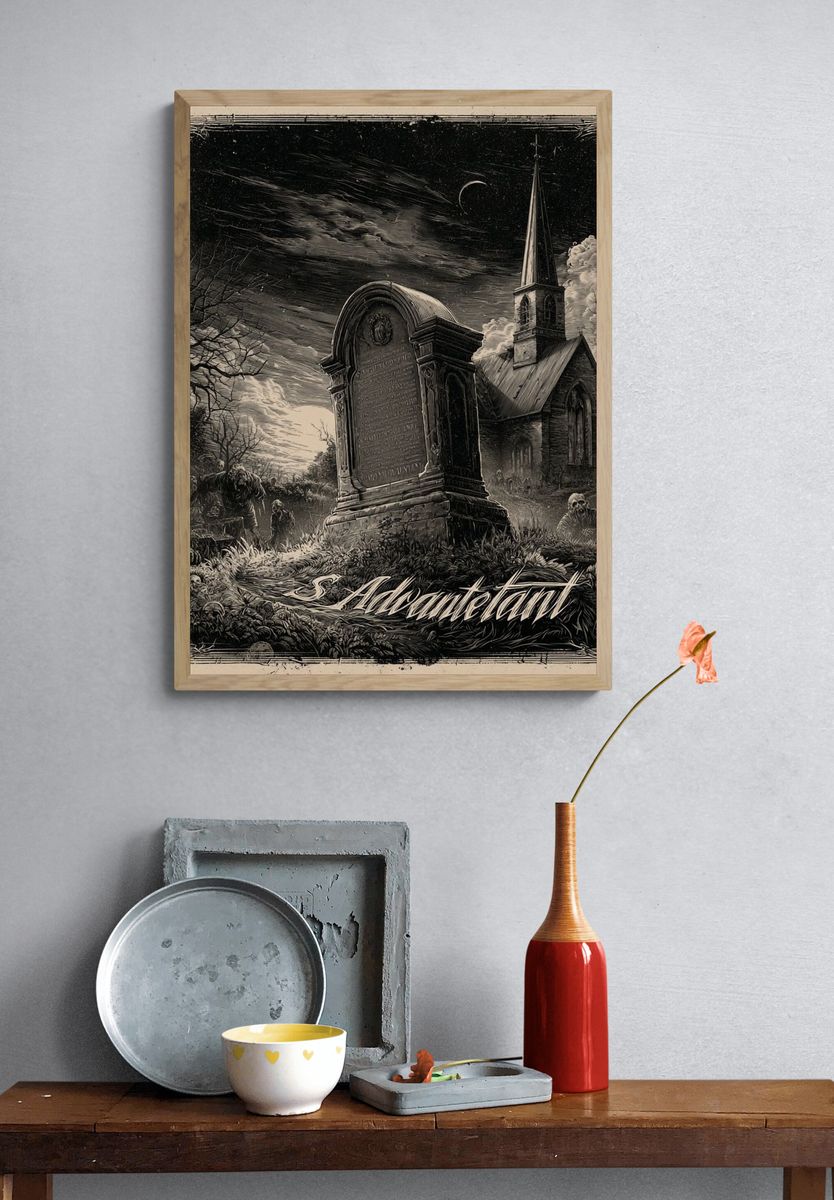 Haunted Graveyard Gothic Poster. — room view 3