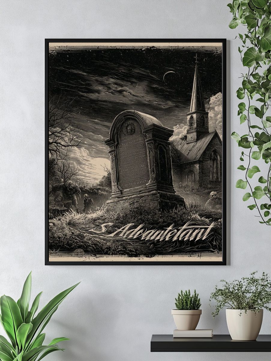 Haunted Graveyard Gothic Poster. — room view 4