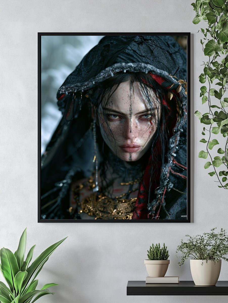 Gothic Hooded Portrait Print. — room view 4