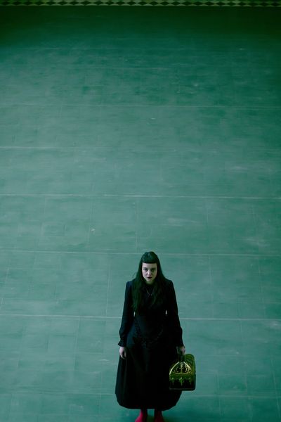 Gothic Girl in Green Hallway Poster.