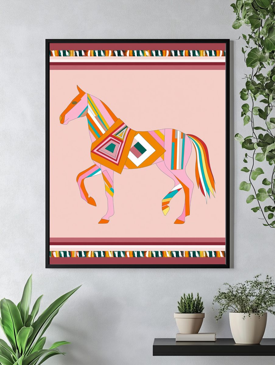 Geometric Horse Illustration Poster. — room view 4