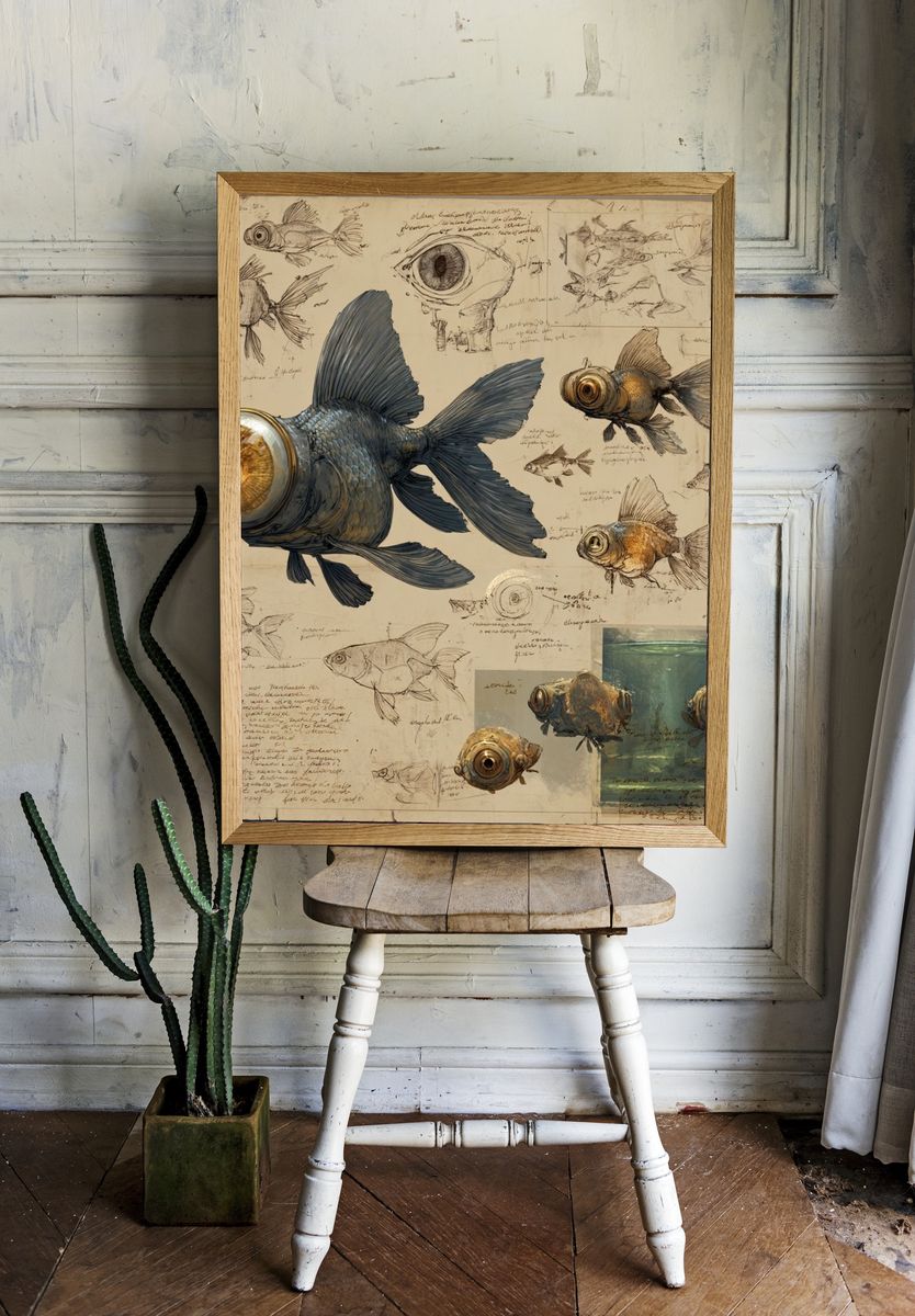 Goldfish Illustration Poster. — room view 1