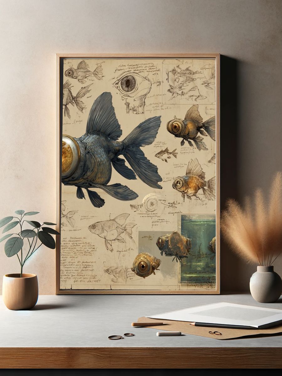 Goldfish Illustration Poster. — room view 2