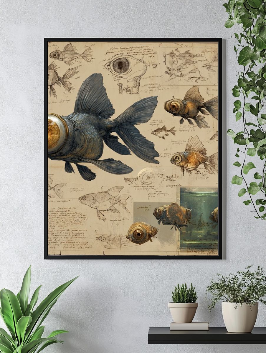 Goldfish Illustration Poster. — room view 4