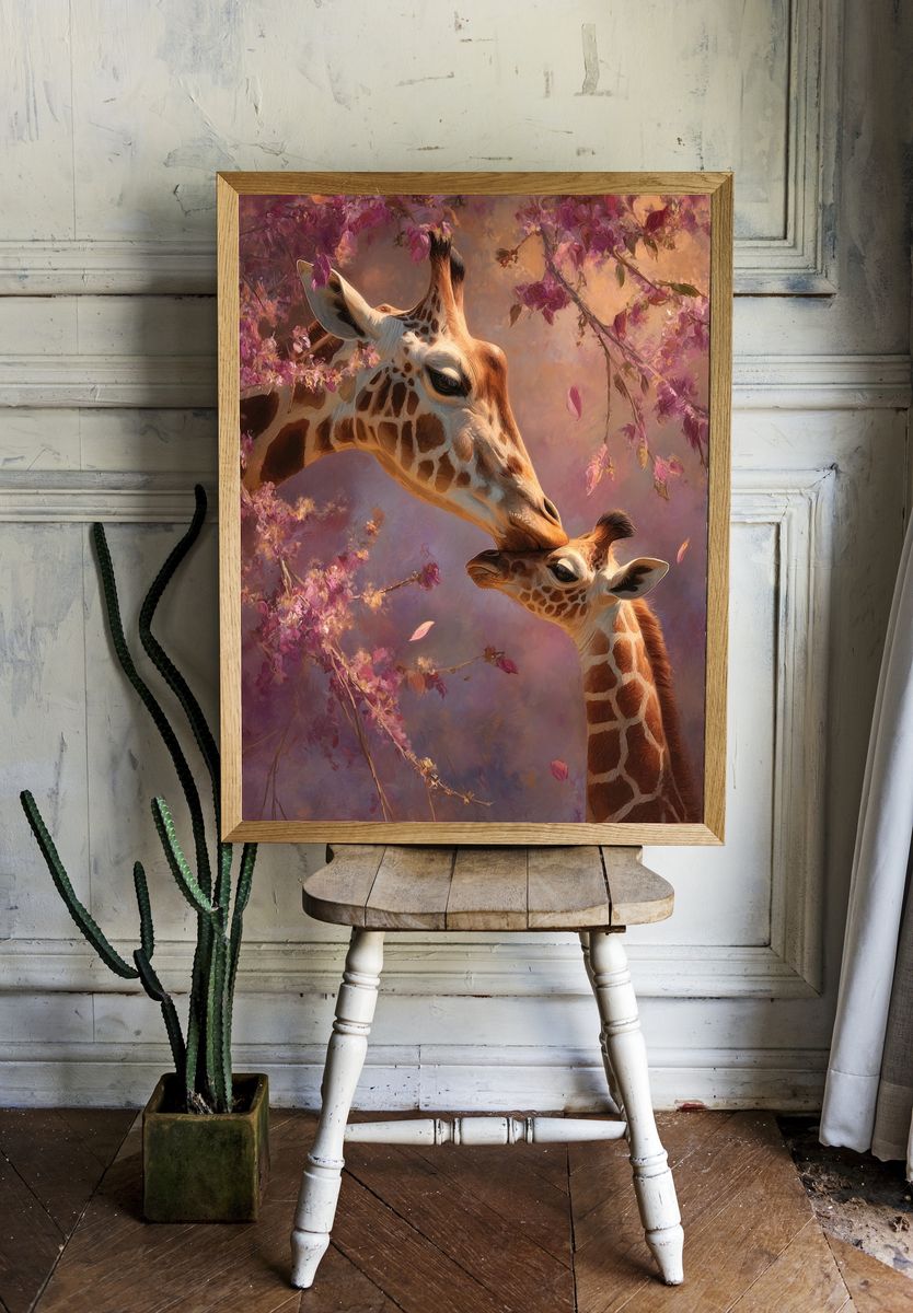 Giraffe Kiss Botanical Print. — room view 1