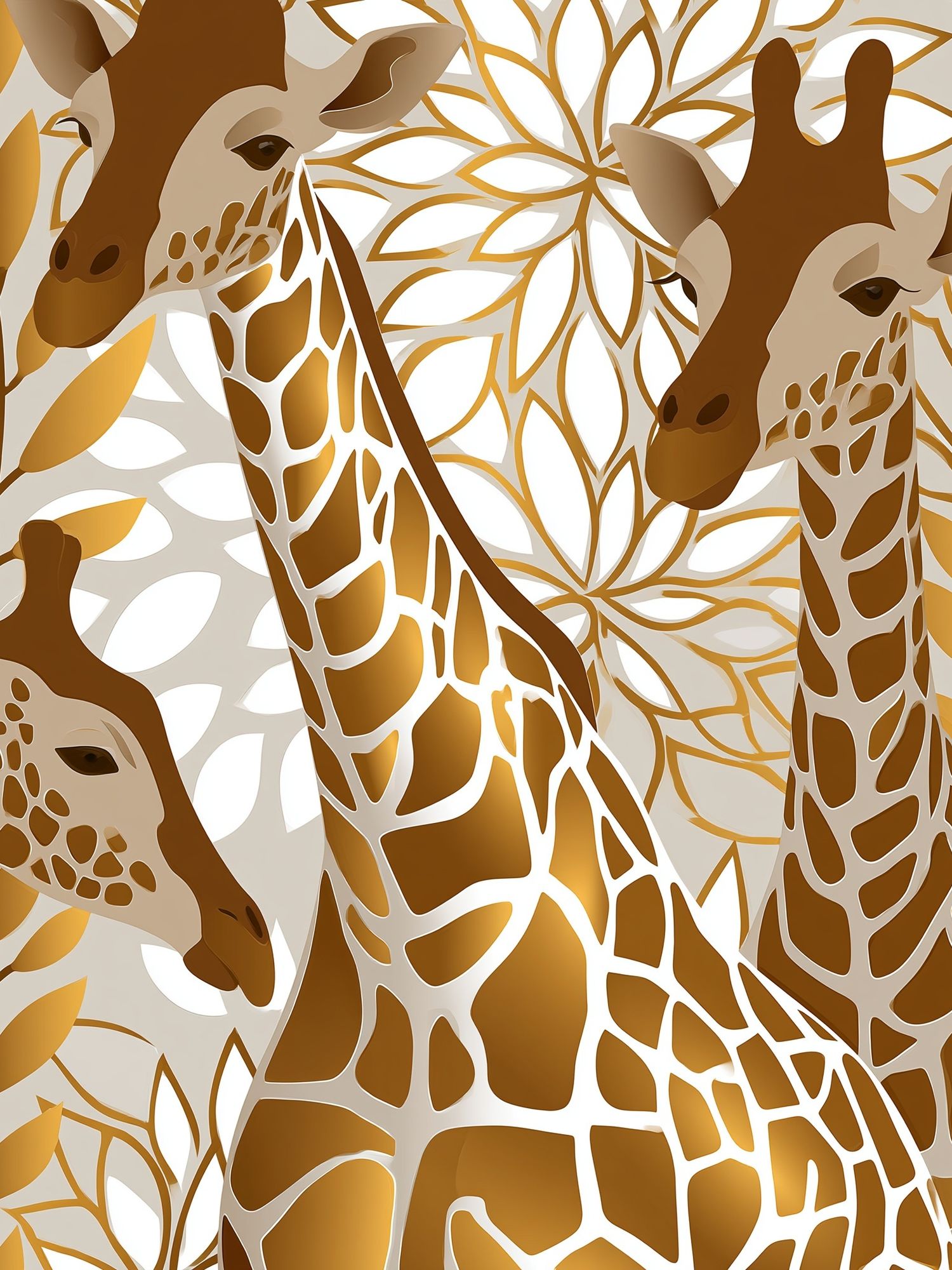 Golden Giraffe Leaves Poster. poster — animals art
