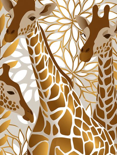 Golden Giraffe Leaves Poster.