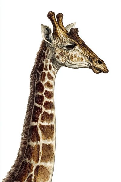 Giraffe Portrait Illustration Poster.