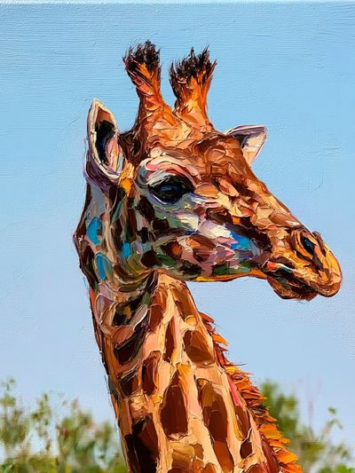 Colorful Giraffe Portrait Poster. poster print