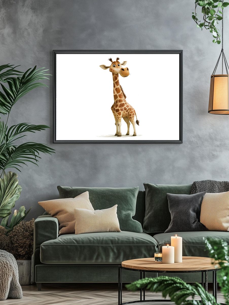 Cute Giraffe Illustration Poster. — room view 4