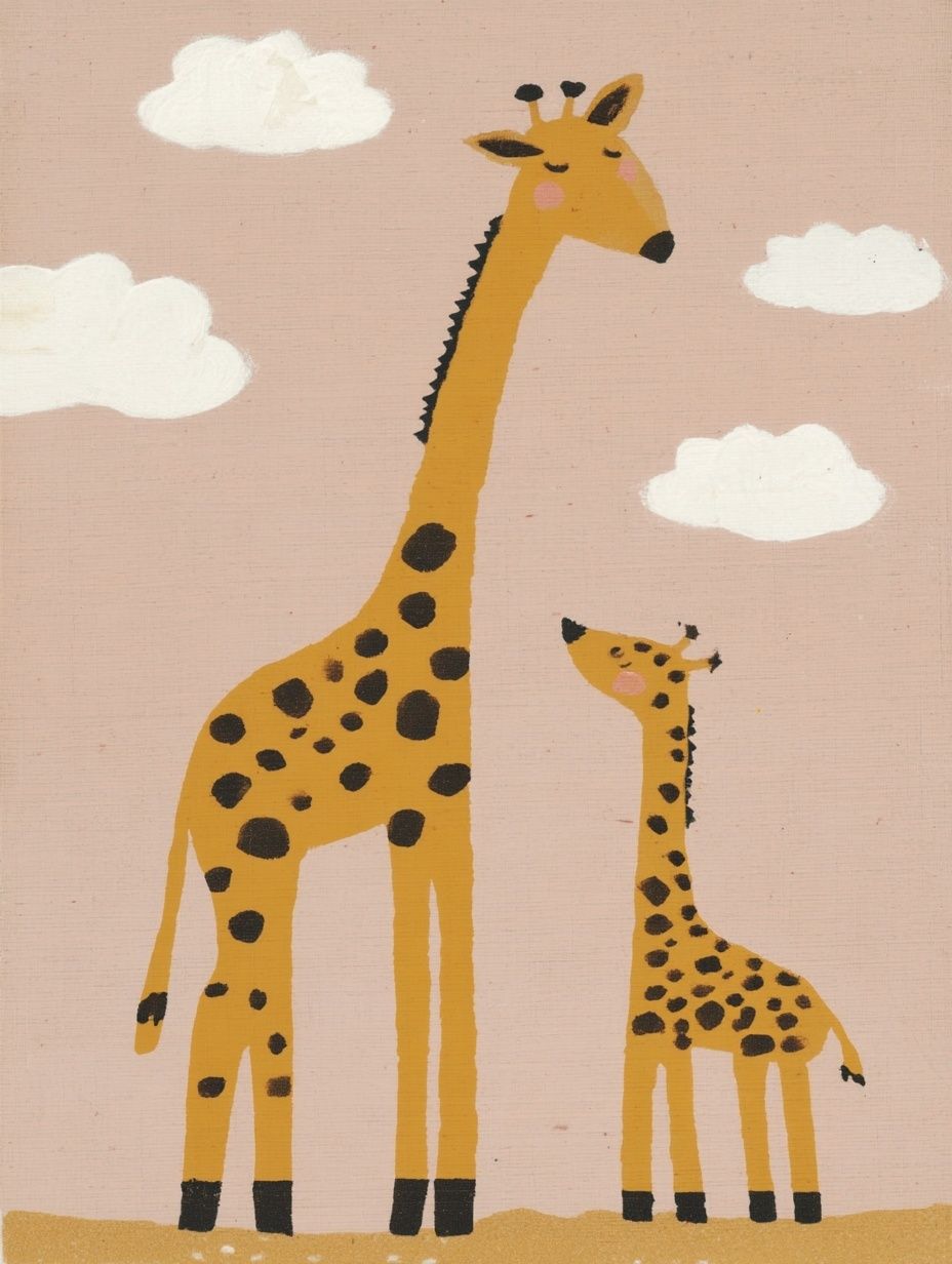 Cute Giraffes Illustration Poster. poster detail