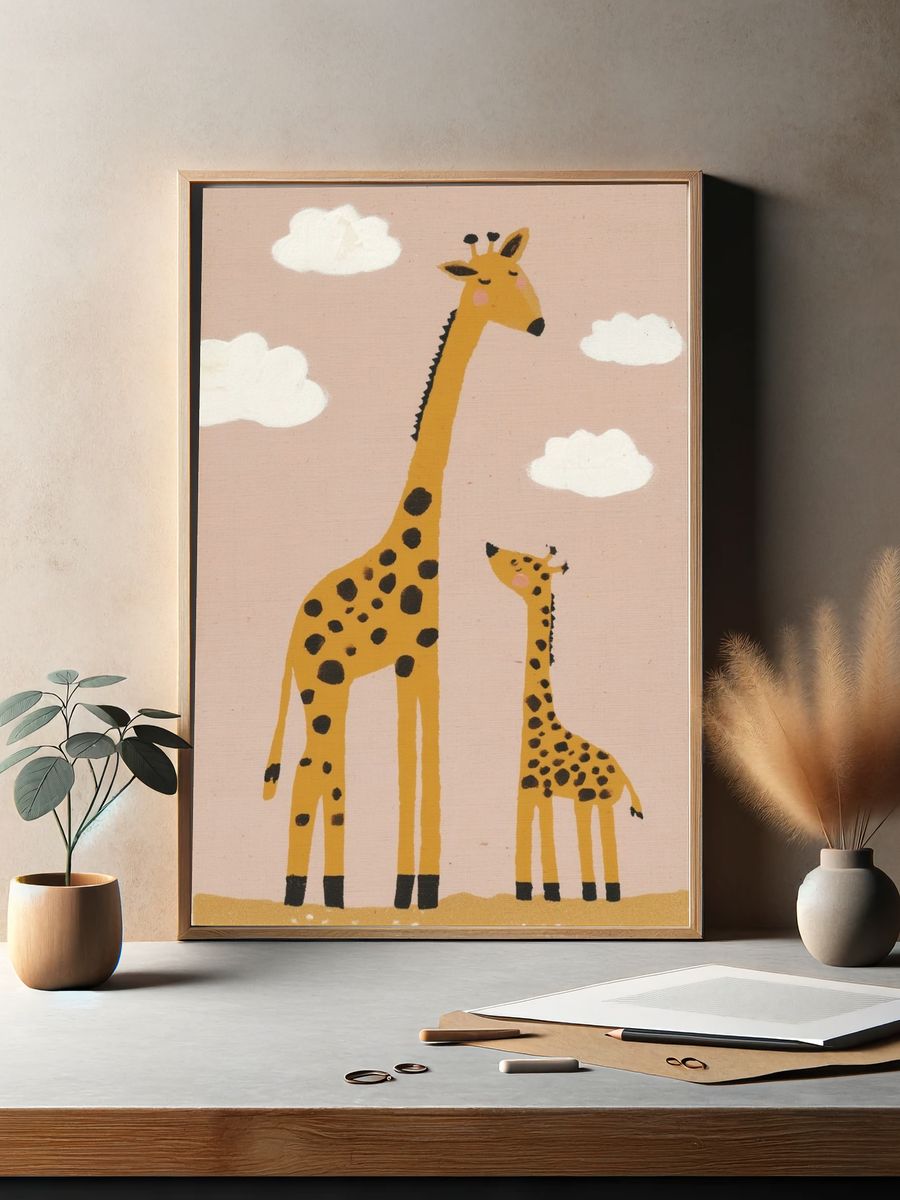Cute Giraffes Illustration Poster. — room view 2