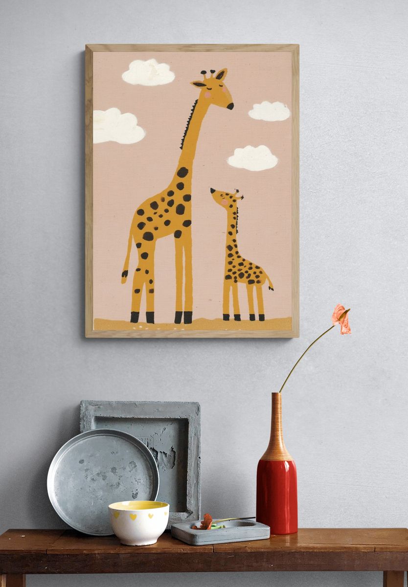 Cute Giraffes Illustration Poster. — room view 3