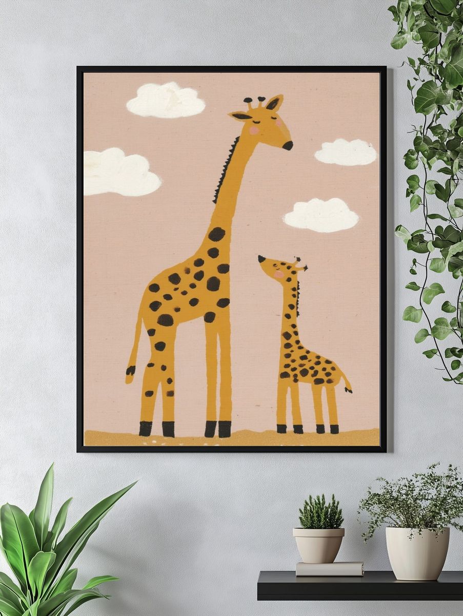 Cute Giraffes Illustration Poster. — room view 4