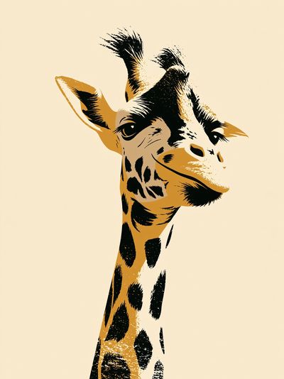 Giraffe Portrait Illustration Poster. poster