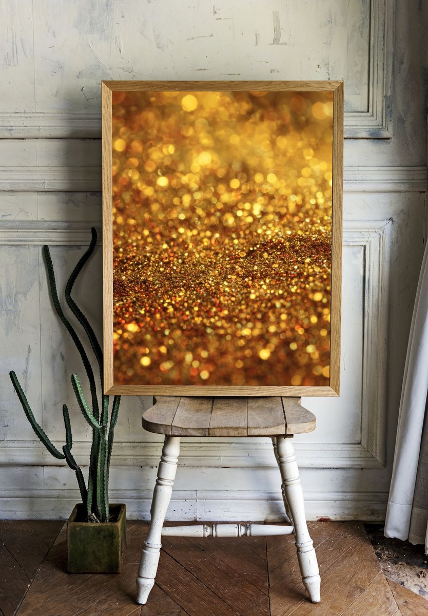 Golden Glitter Abstract Poster. — room view 1