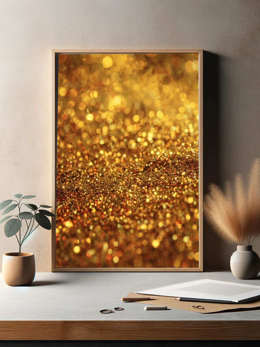 Golden Glitter Abstract Poster. — room view 2