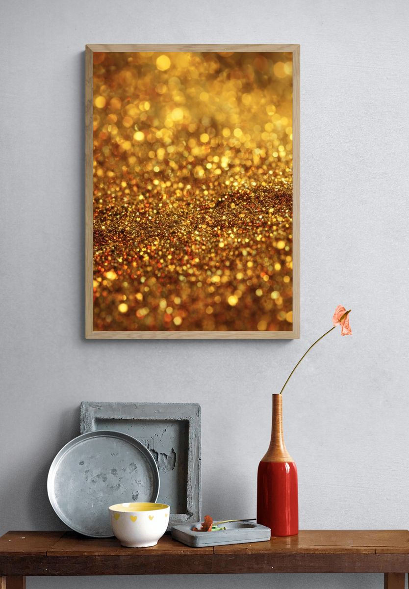 Golden Glitter Abstract Poster. — room view 3