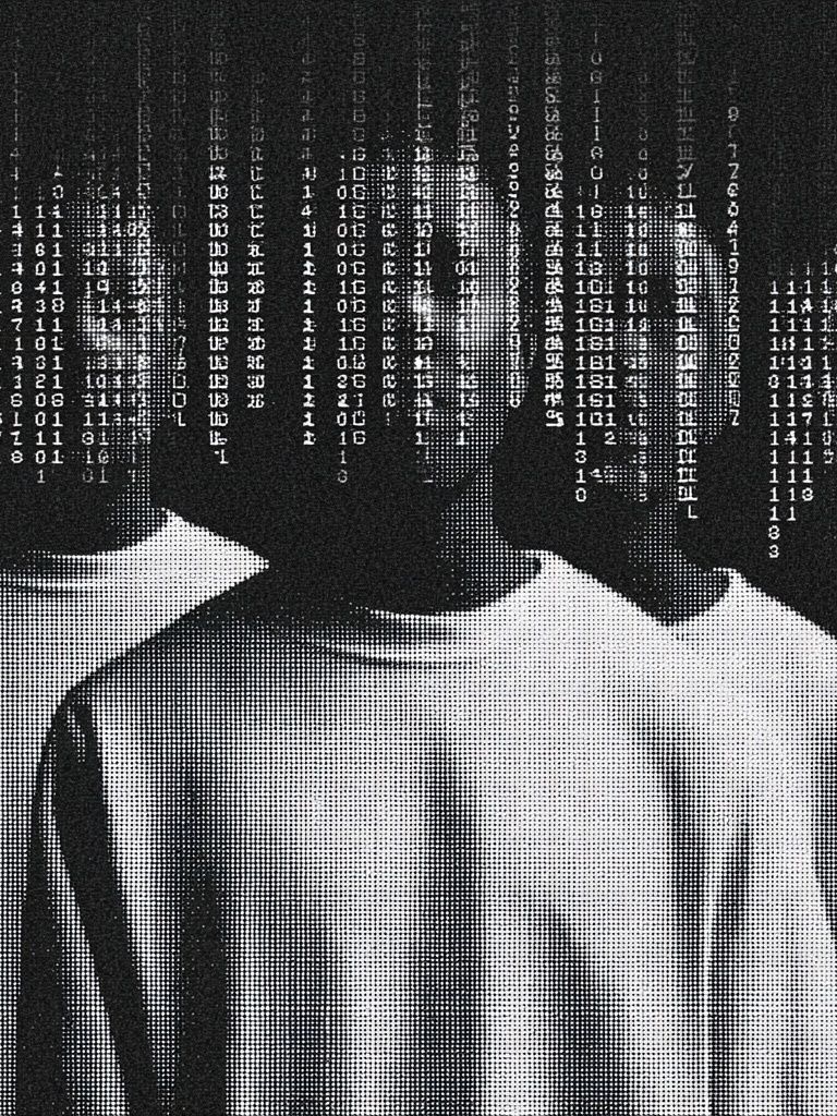 Glitch Binary Portrait Poster. poster detail