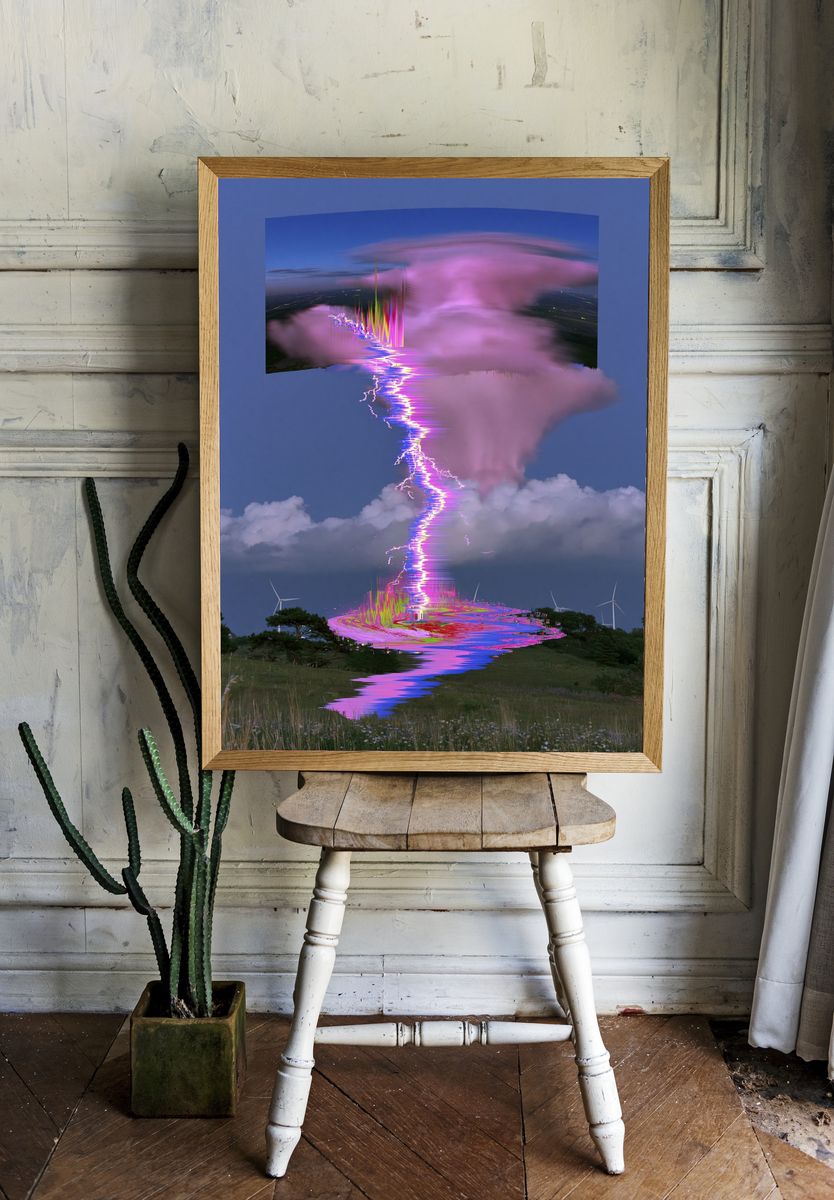 Glitch Lightning Storm Print. room preview