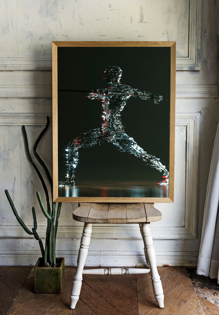 Glitch Runner Digital Art Poster. room preview