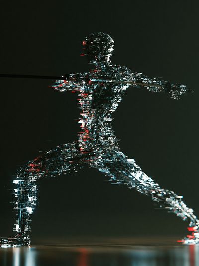 Glitch Runner Digital Art Poster.