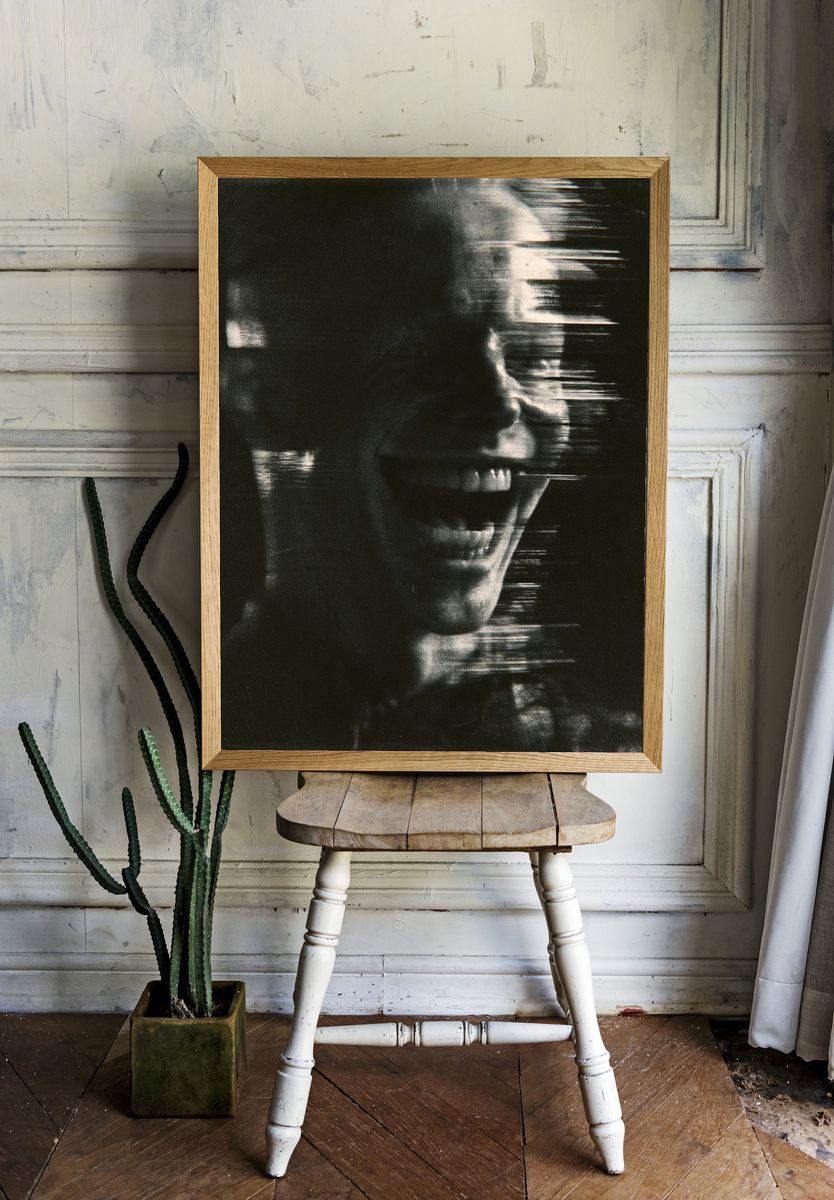 Glitching Laugh Portrait Print. room preview
