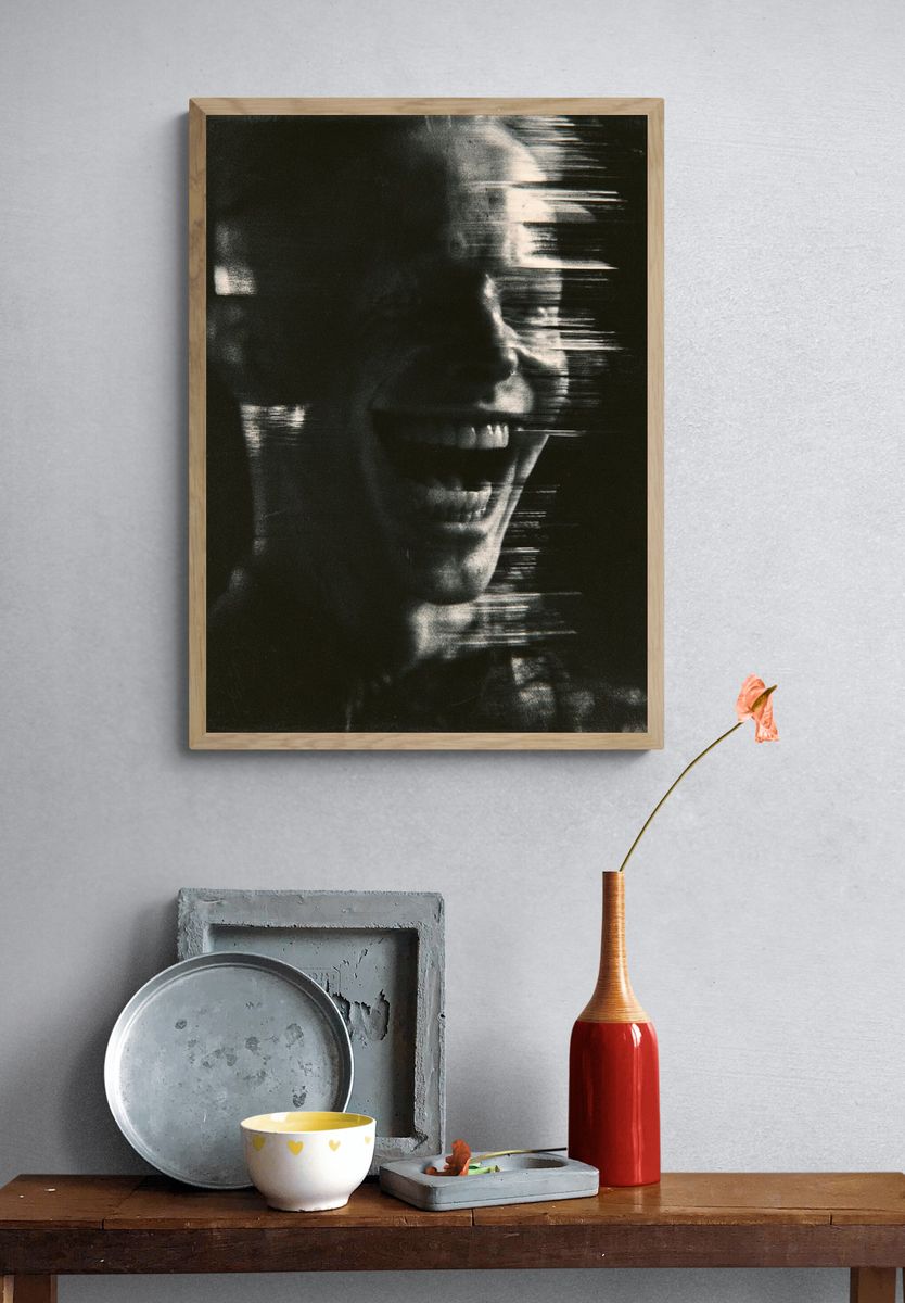 Glitching Laugh Portrait Print. — room view 3