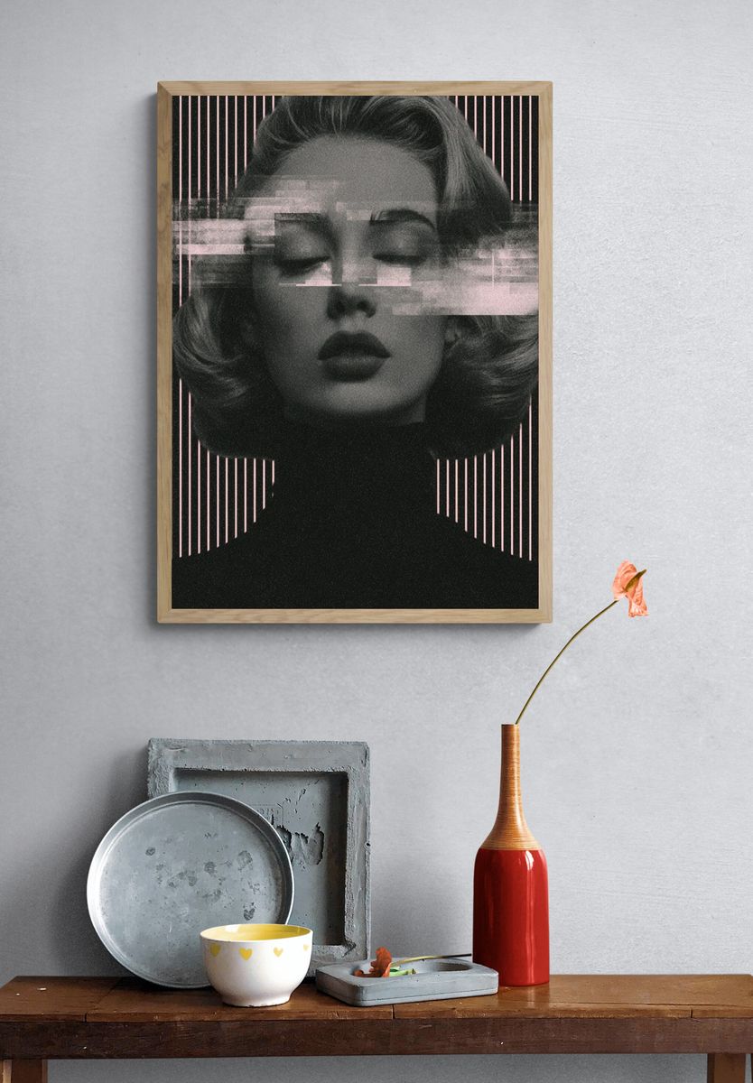 Glitch Portrait Typography Print. — room view 3
