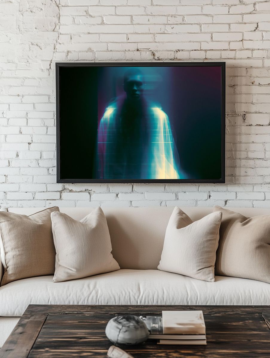Glitch Portrait Photography Poster. room preview