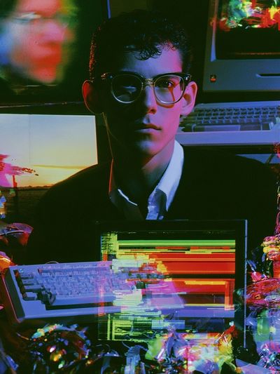Glitch Portrait of a Young Man Poster. poster
