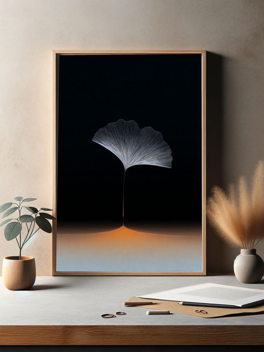 Ginkgo Leaf — Minimalist Print. — room view 2
