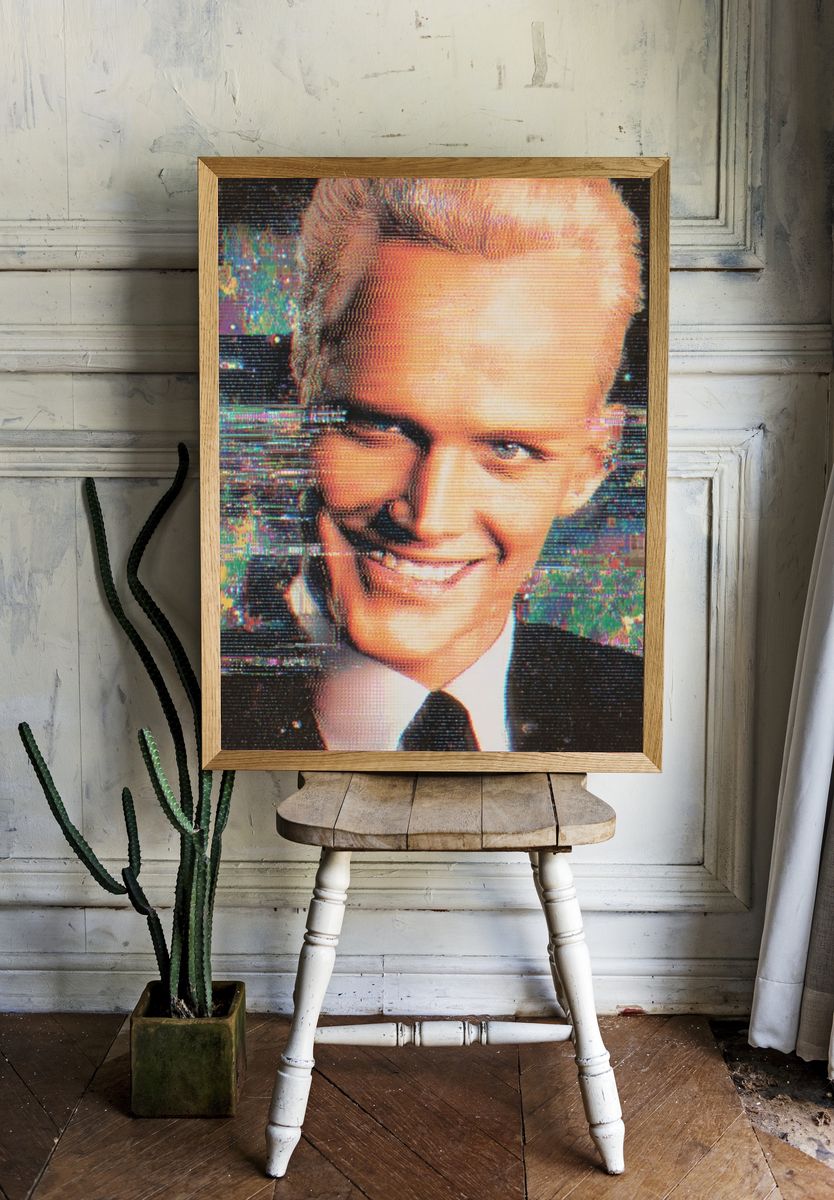 Glitch Portrait of a Smiling Man Poster. — room view 1