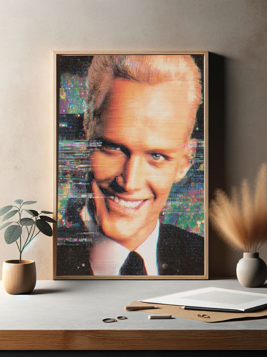 Glitch Portrait of a Smiling Man Poster. — room view 2