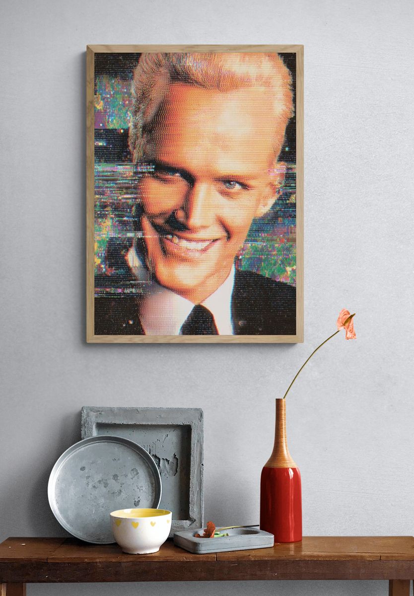 Glitch Portrait of a Smiling Man Poster. — room view 3