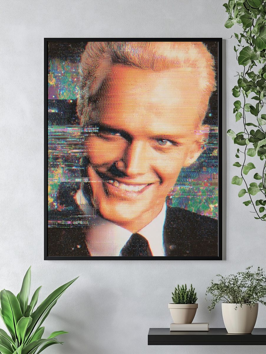 Glitch Portrait of a Smiling Man Poster. — room view 4