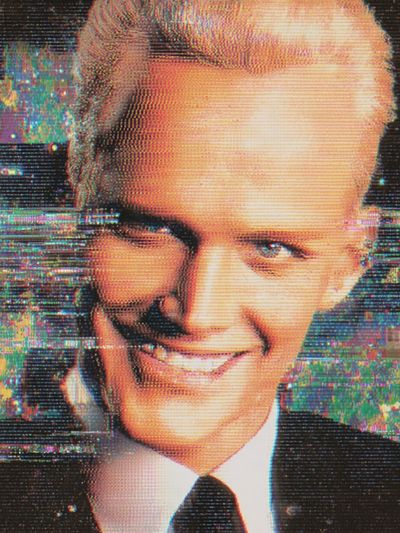 Glitch Portrait of a Smiling Man Poster. poster