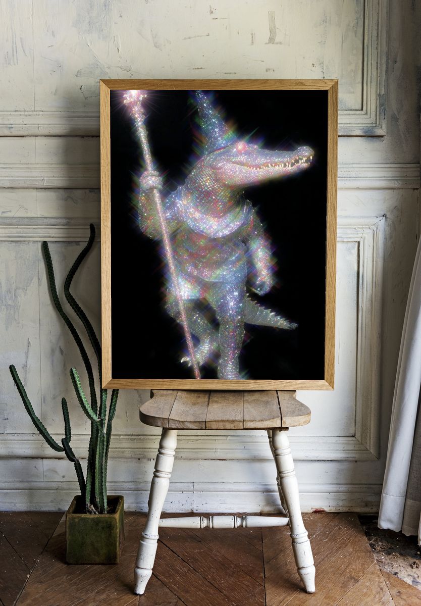 Glittering Alligator Wizard Poster. — room view 1