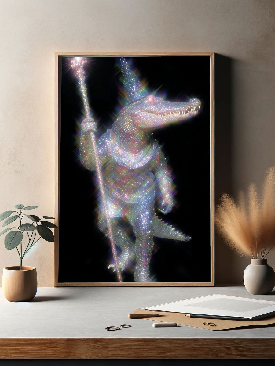 Glittering Alligator Wizard Poster. — room view 2