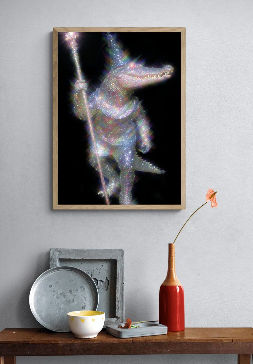 Glittering Alligator Wizard Poster. — room view 3